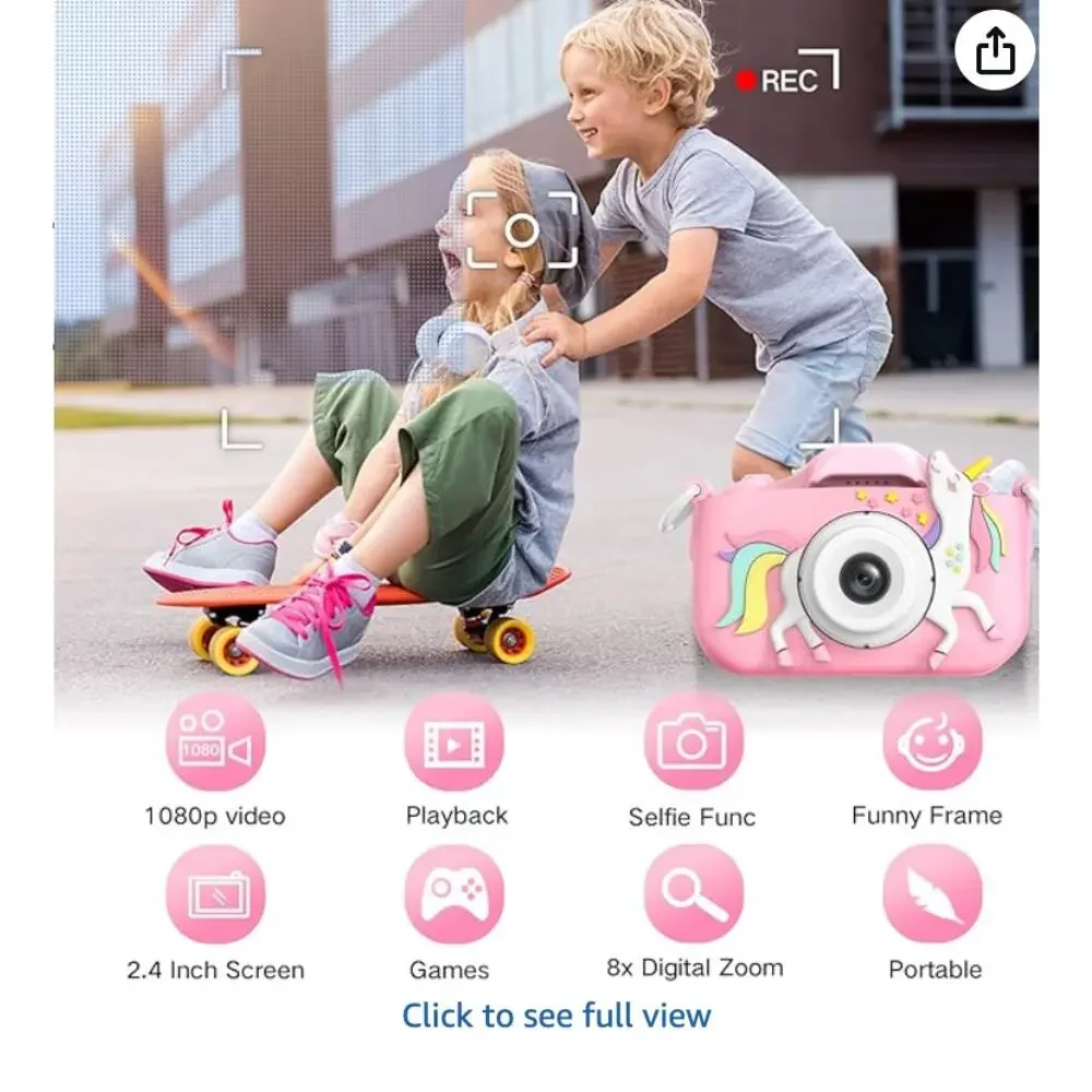 Digital Camcorder Camera Video Pink Unicorn 32GB Games Filters Kids NEW Girl